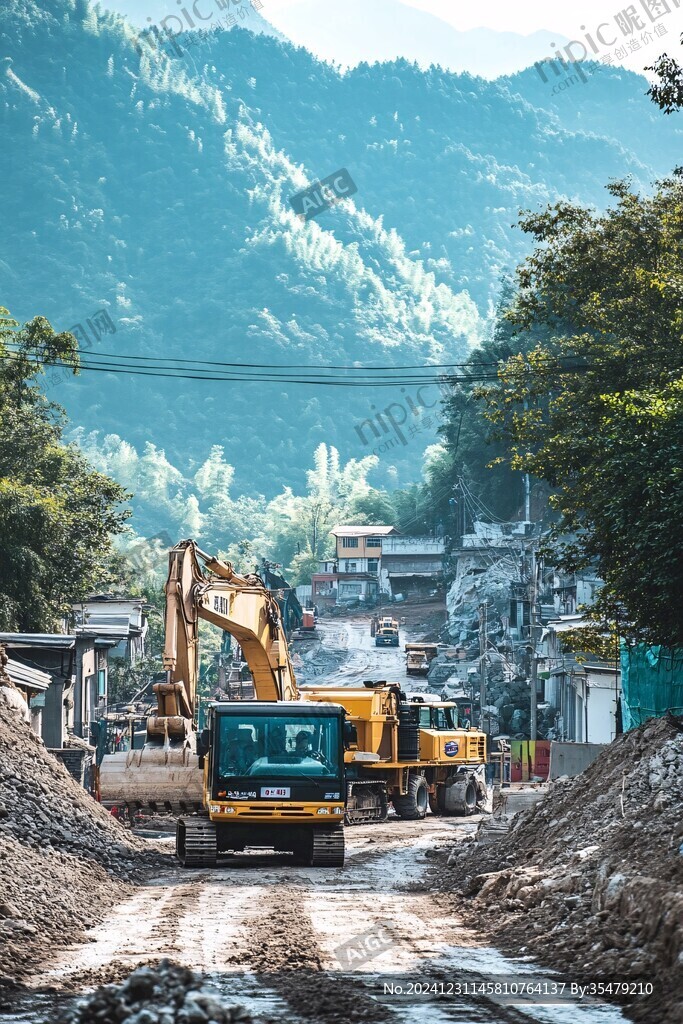 山腳下修路工地