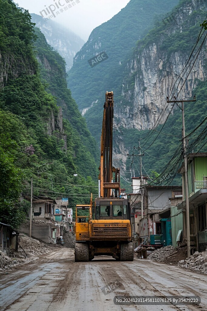 山腳下修路工地