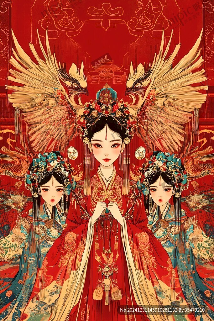 鳳冠頭飾插畫