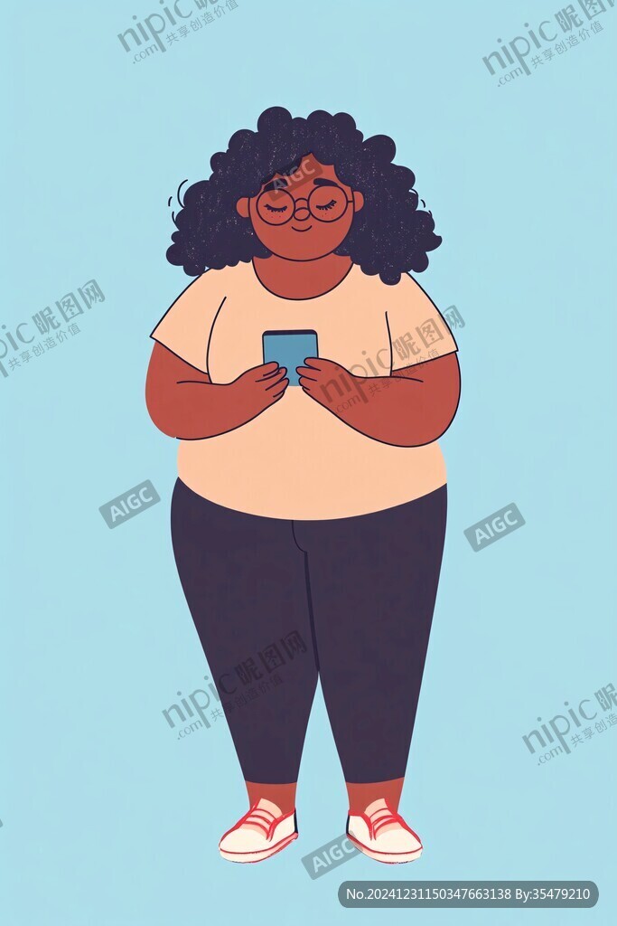 卡通微胖女人女性