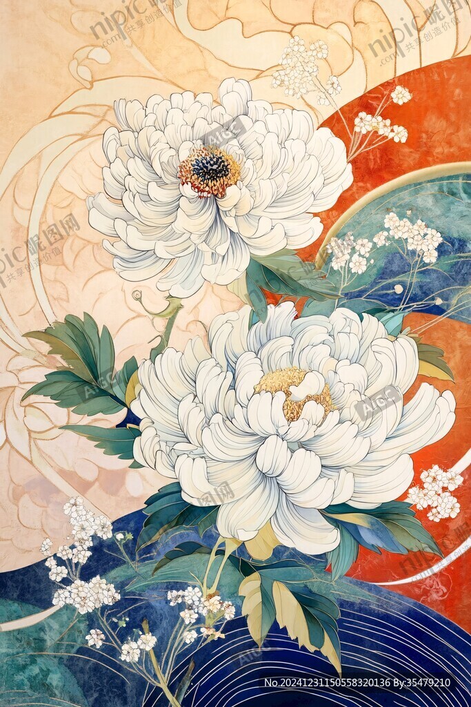 胡杭白菊插畫