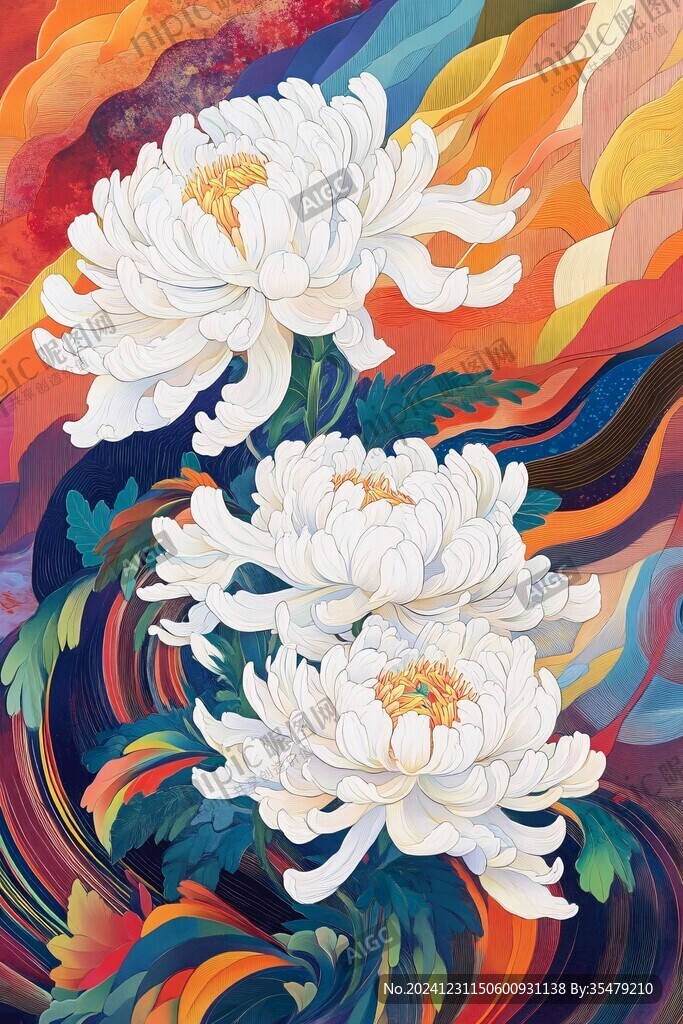 胡杭白菊插畫