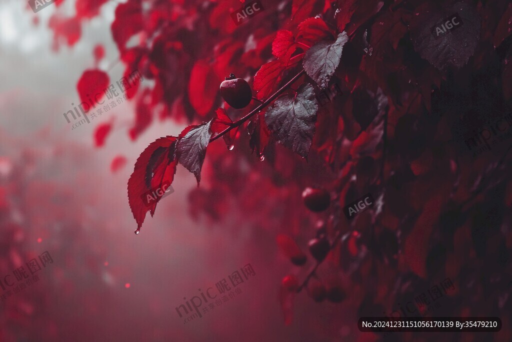 紅色樹葉桌面