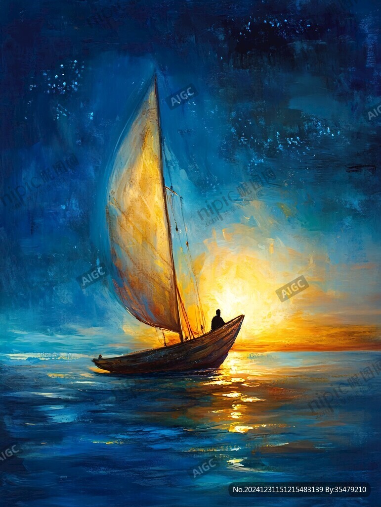 船帆大海油畫