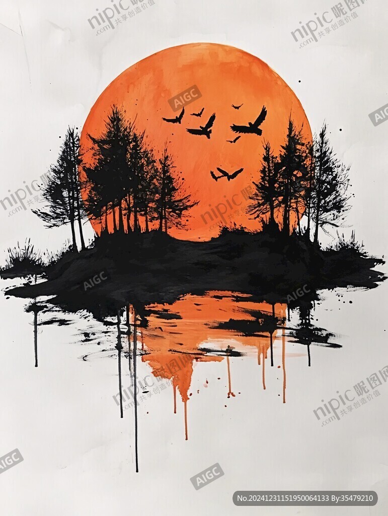 紅日水中倒影