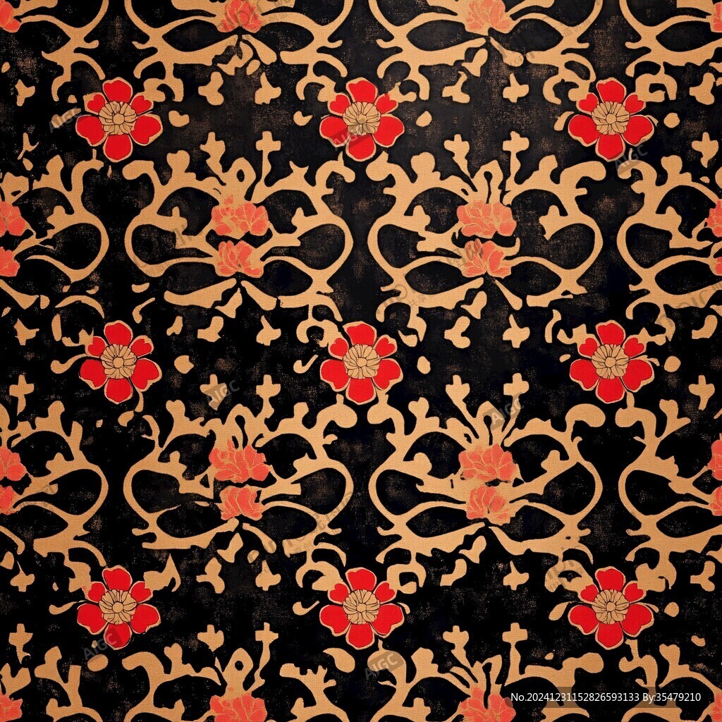 美式團(tuán)花復(fù)古壁紙