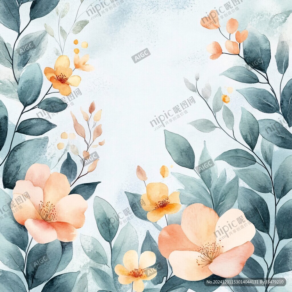 水彩風花卉插畫