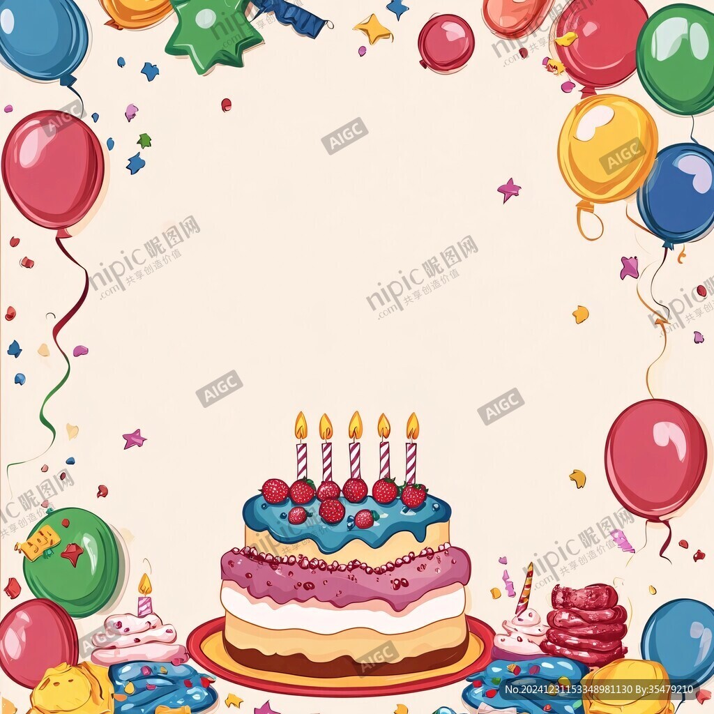 卡通生日氣球邊框