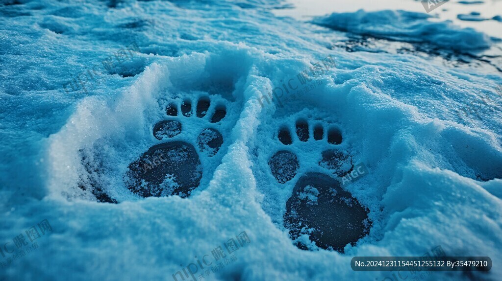 冰天雪地足印
