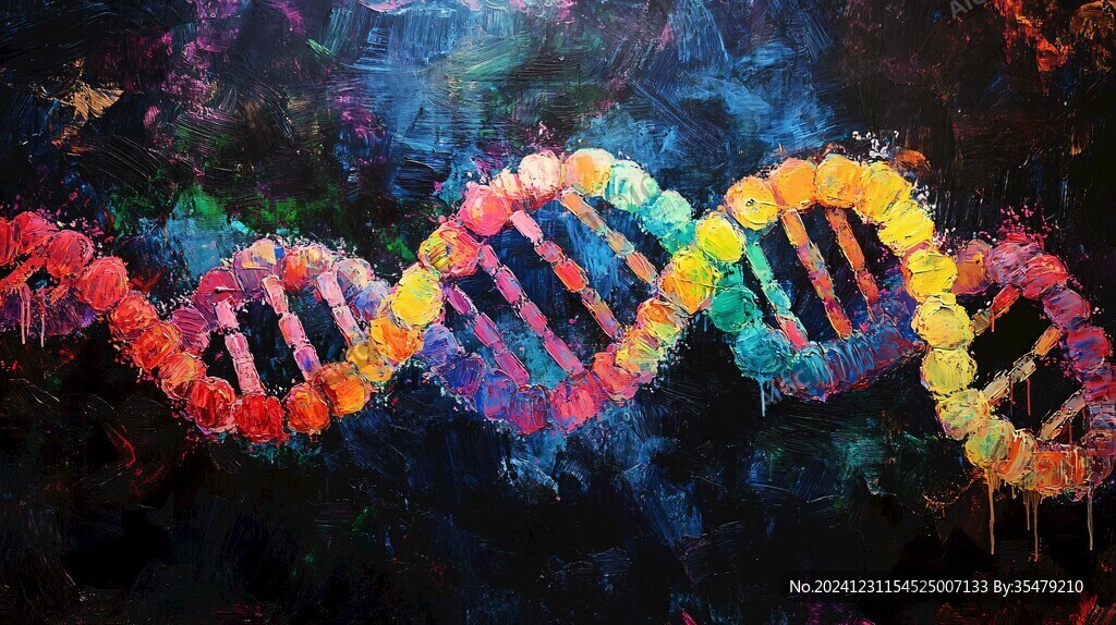 彩色細(xì)胞基因鏈dna