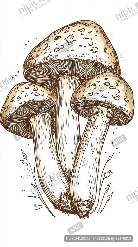 手繪菌菇插畫