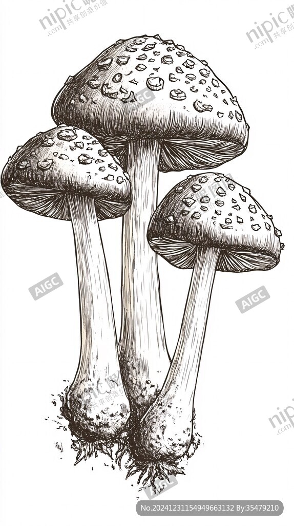 鳳尾菇手繪插畫