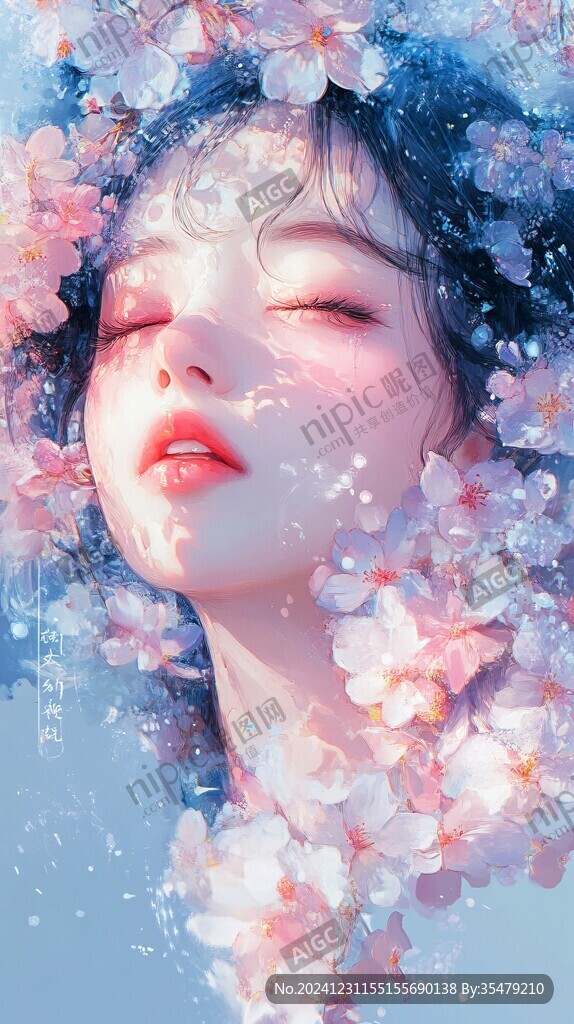 唯美意境少女插畫
