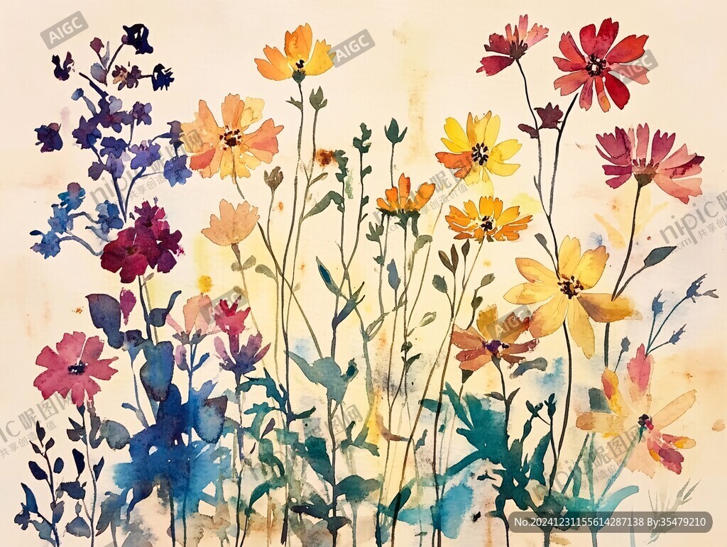 水彩格桑花