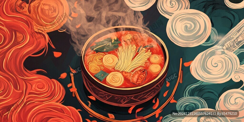 速熱火鍋插畫