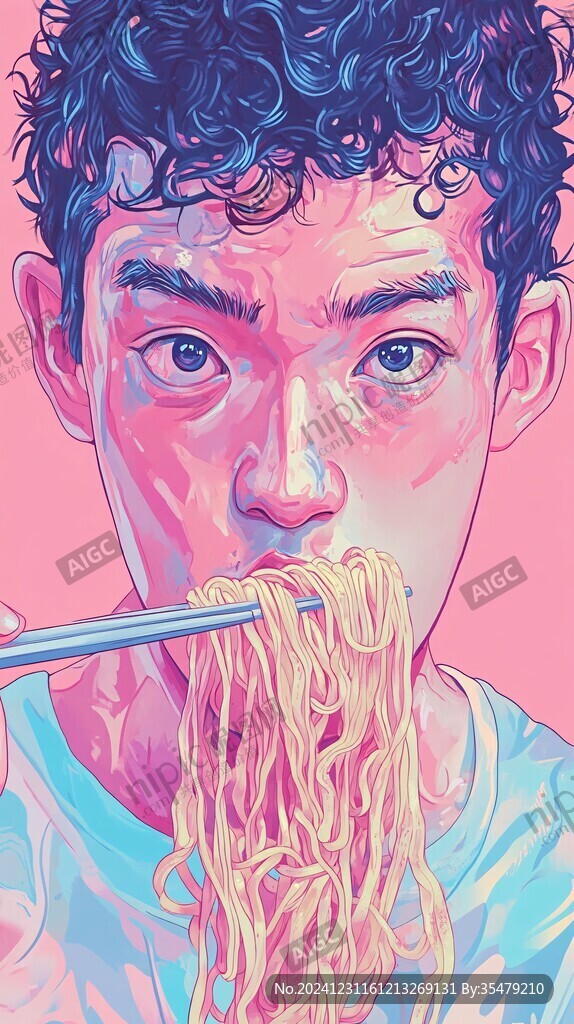 吃面插畫