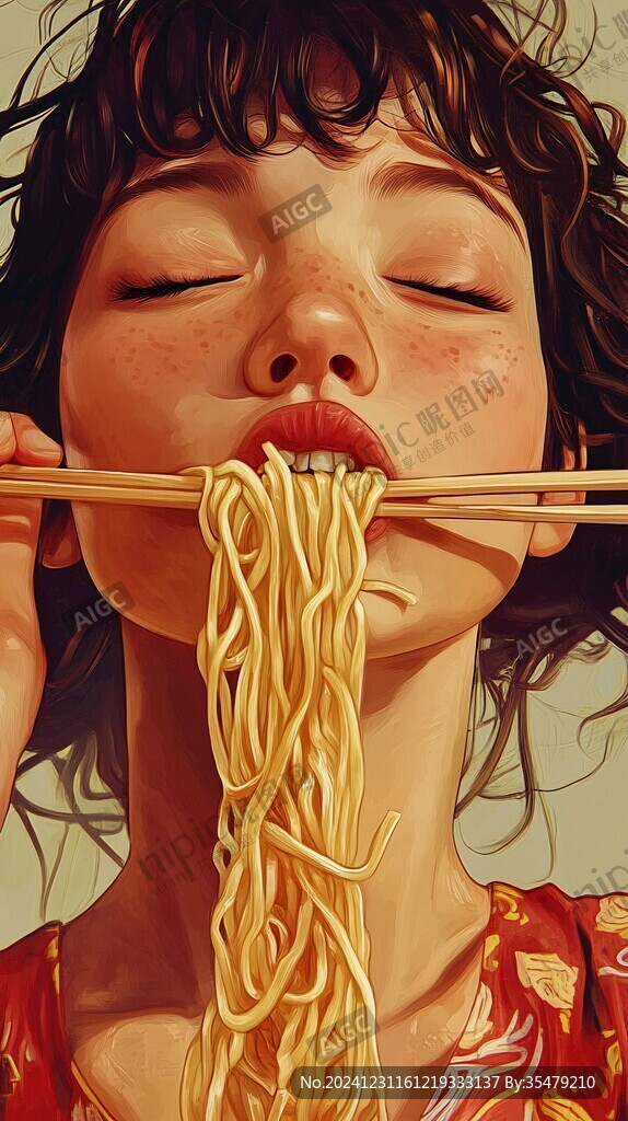 吃面插畫