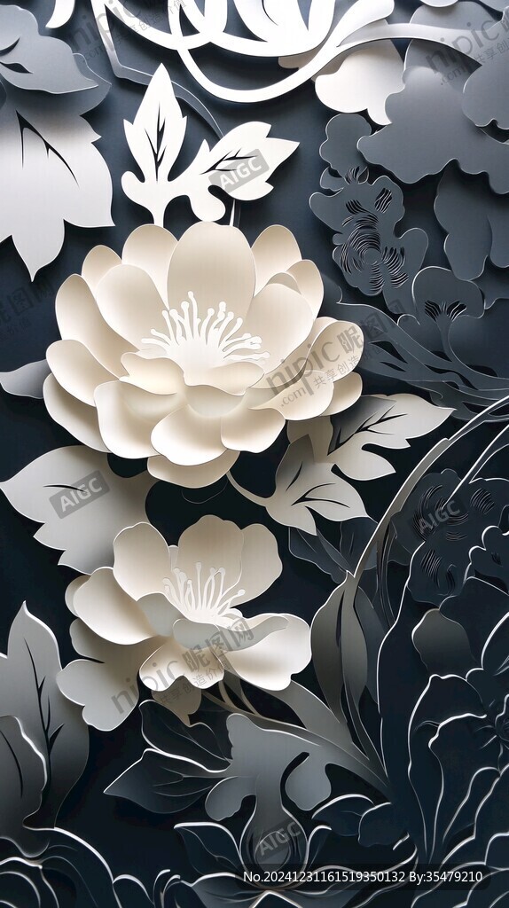 3d浮雕金屬牡丹花