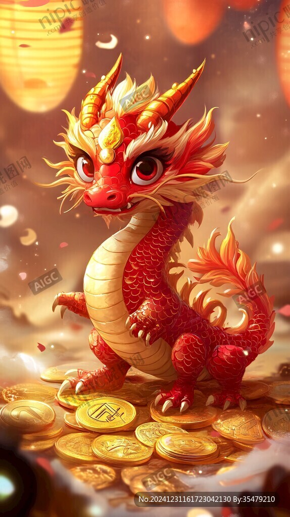 龍年招財插畫