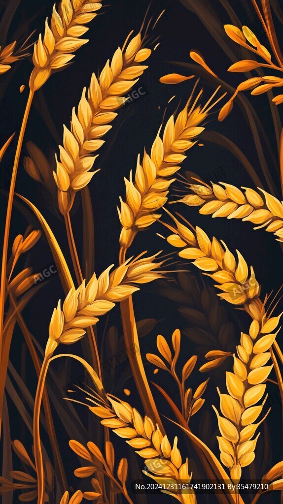 水稻小麥插畫