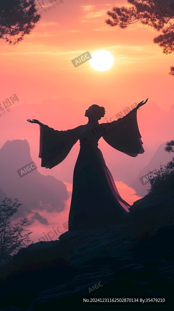古風人像水墨山水