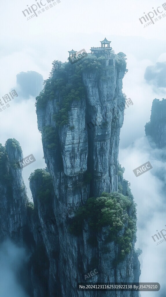 禪意山峰云霧