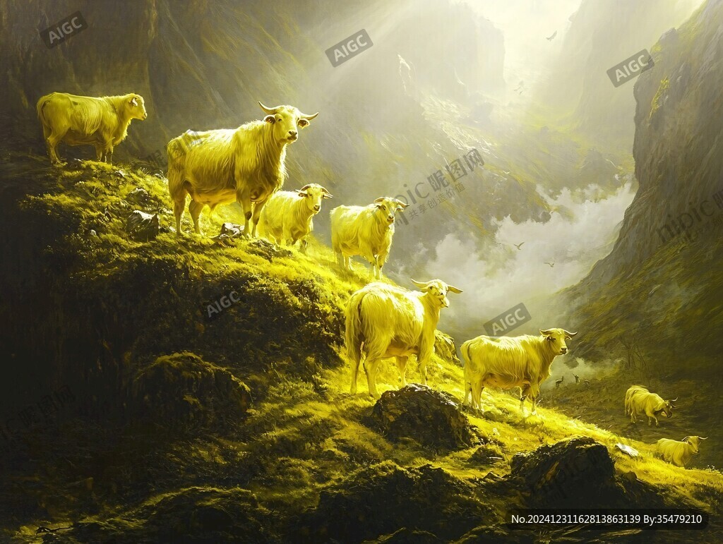 羊群高山丘壑