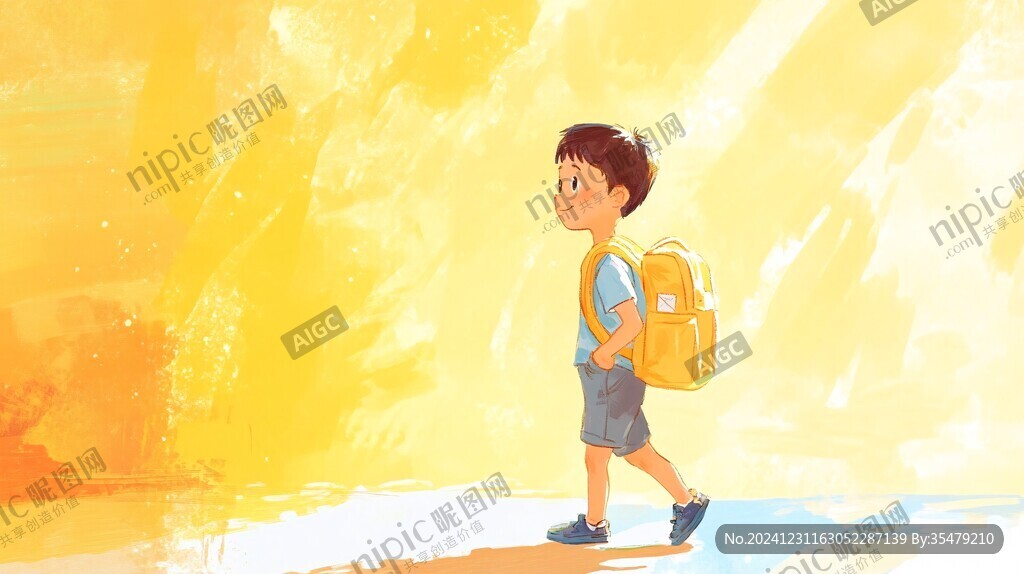 背著書包上學的小孩