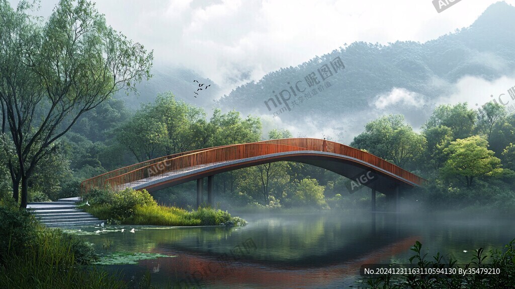 山水石拱橋效果圖