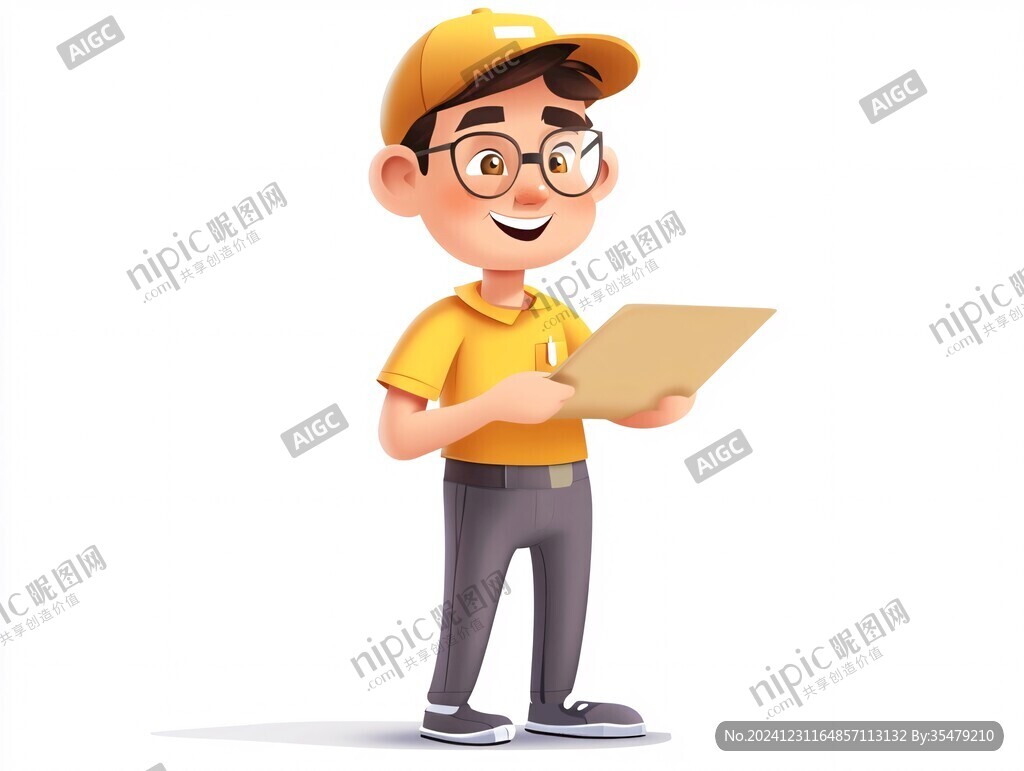 卡通扁平插畫快遞員