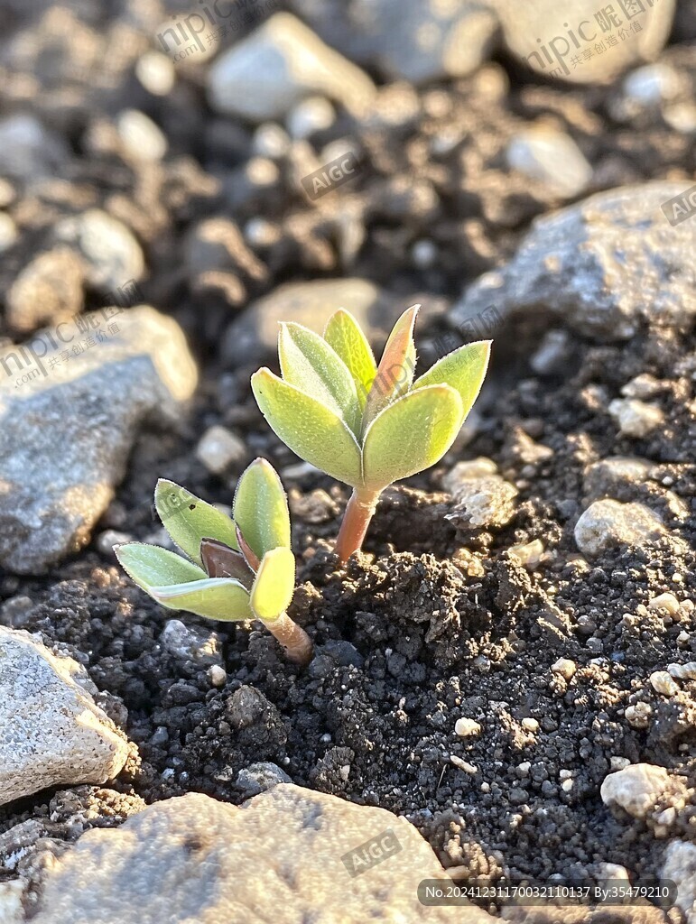 干枯的黃土上冒新芽