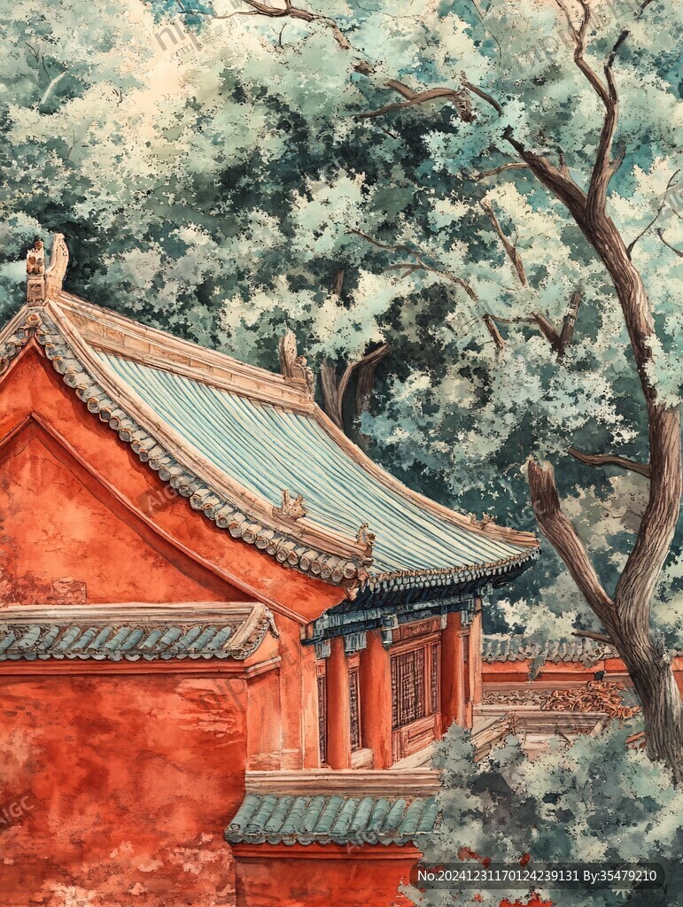 晉祠插畫