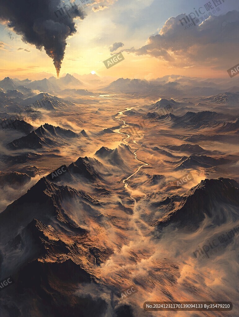 金色山脈3d立體山脈