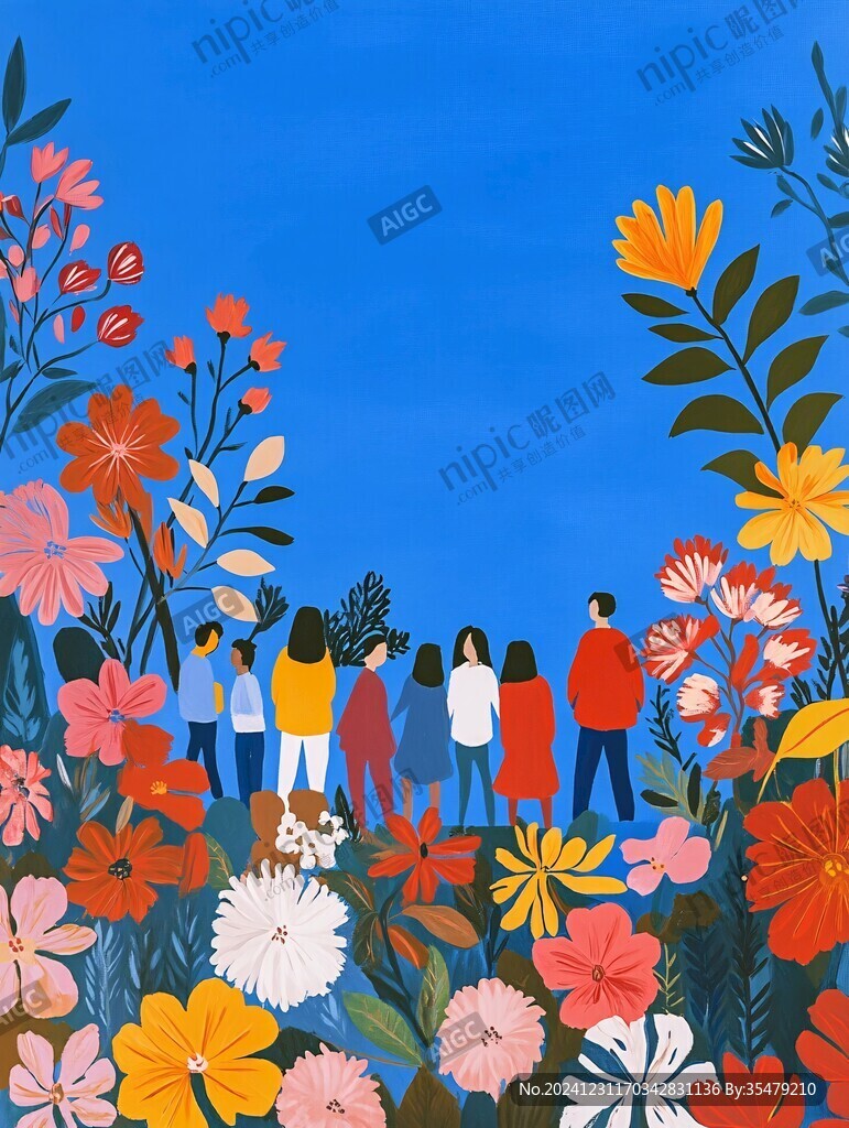 花叢插畫