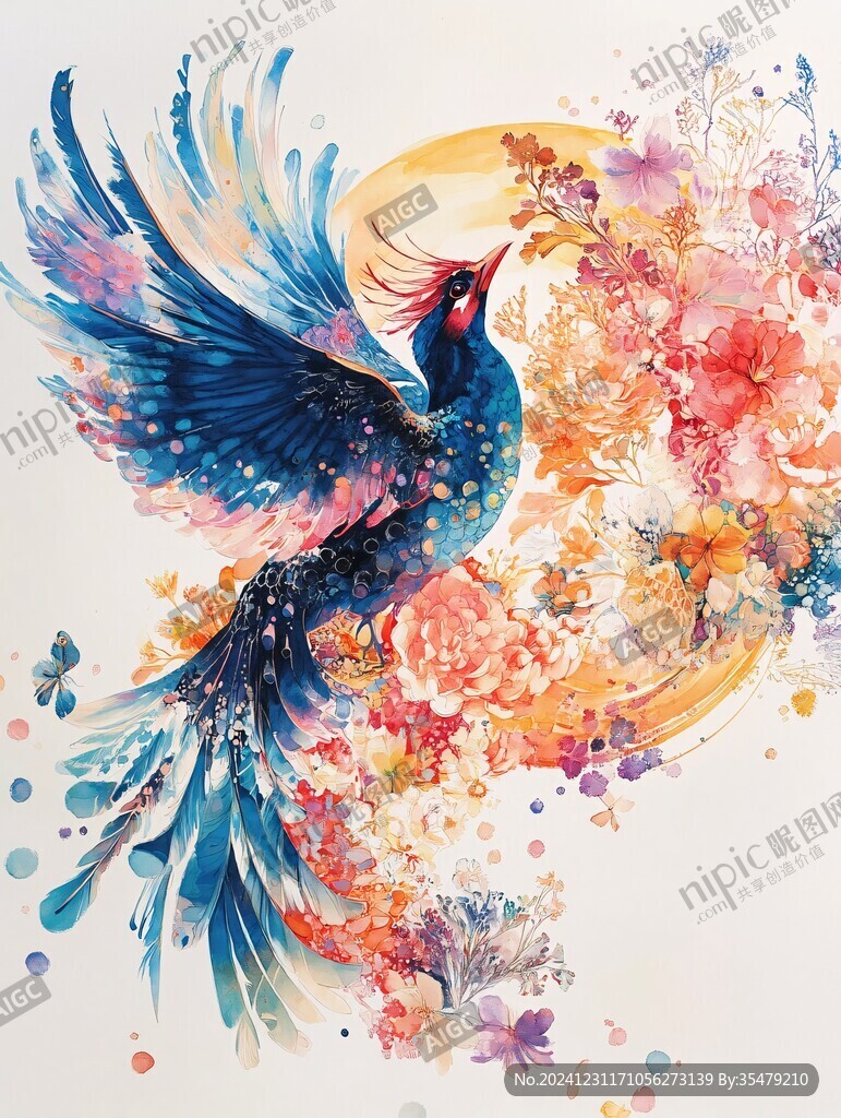 插畫百鳥朝鳳