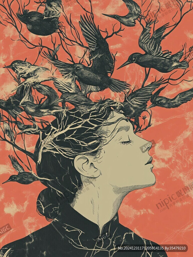 扭曲人像插畫