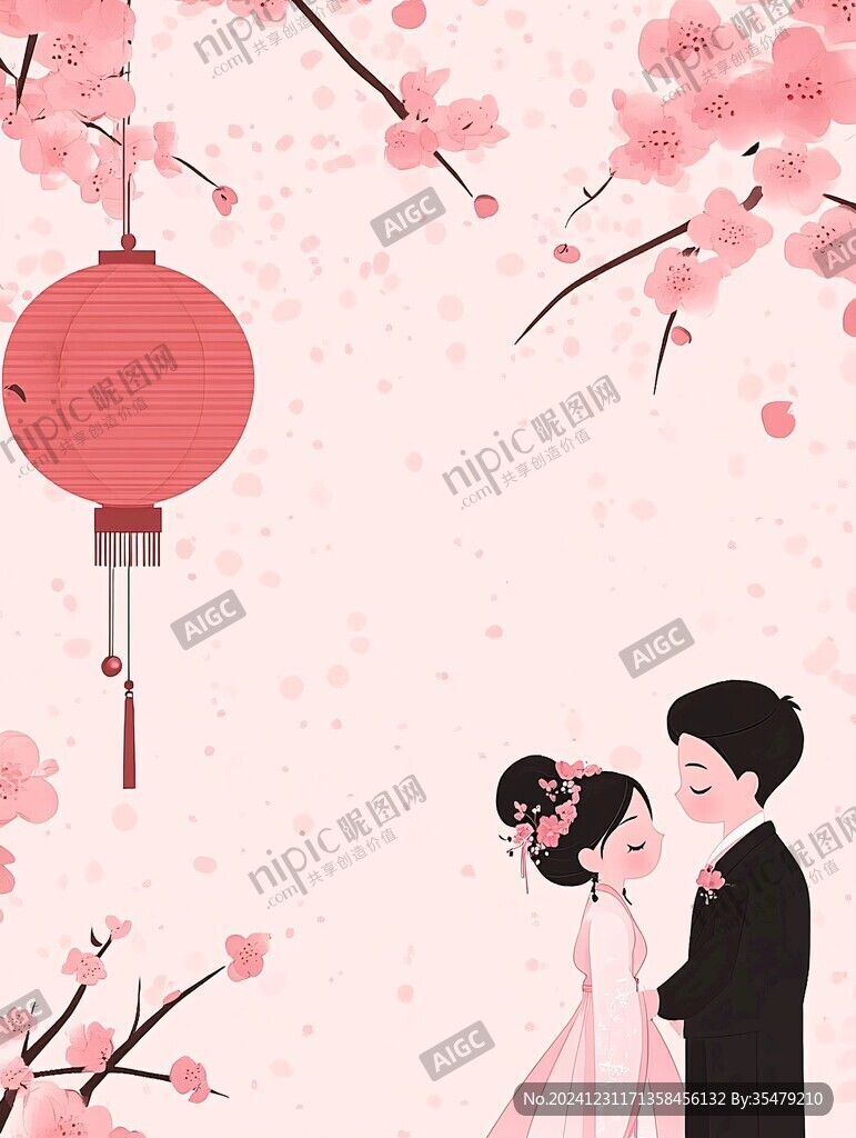 中式婚禮插畫