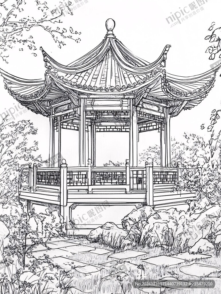 四望亭線稿
