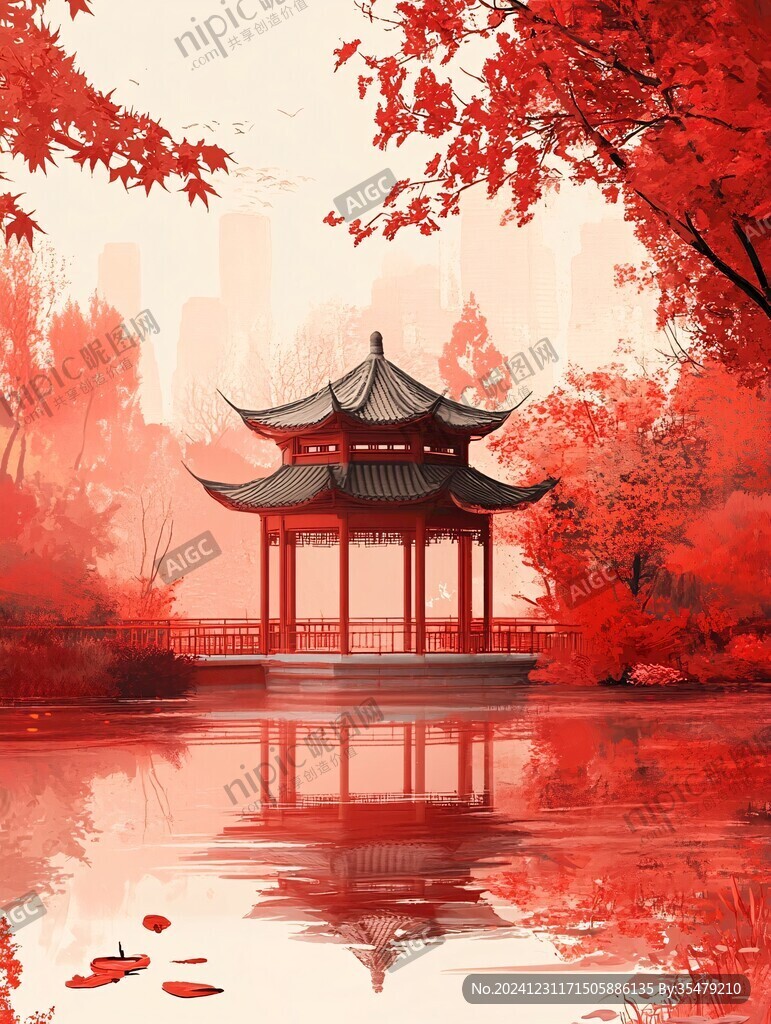 插畫愛晚亭