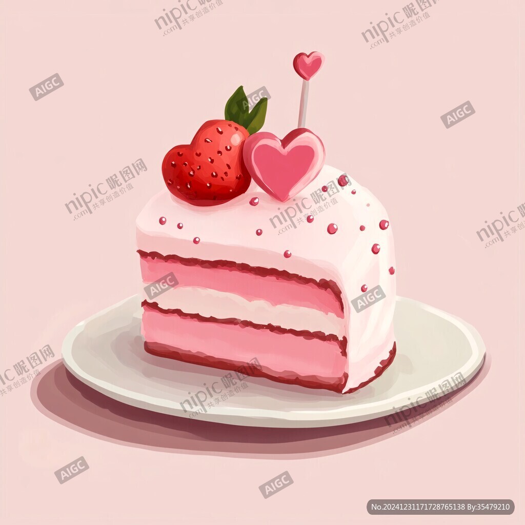 草莓蛋糕插畫