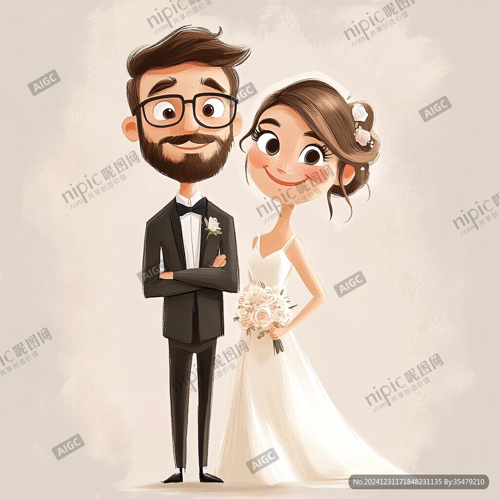 卡通結(jié)婚照