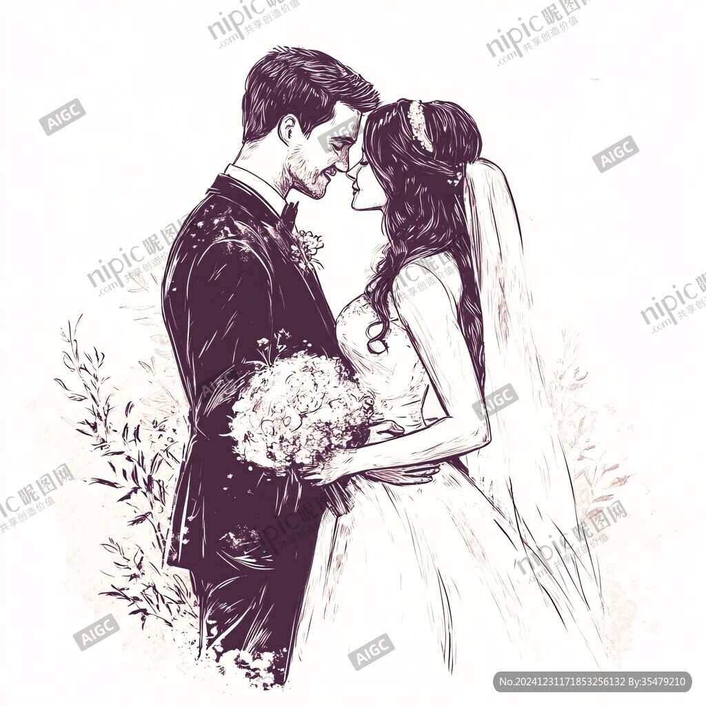 手繪婚禮新人