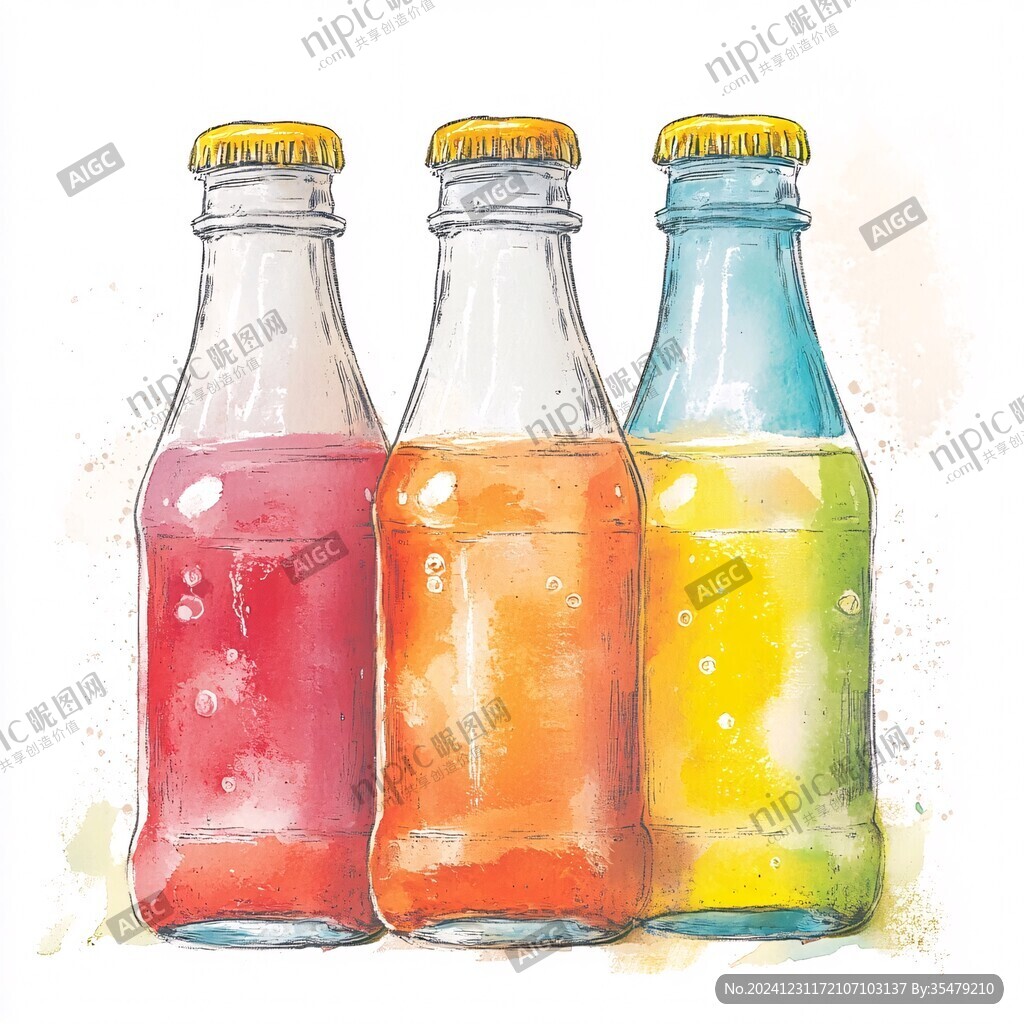 汽水果汁插畫