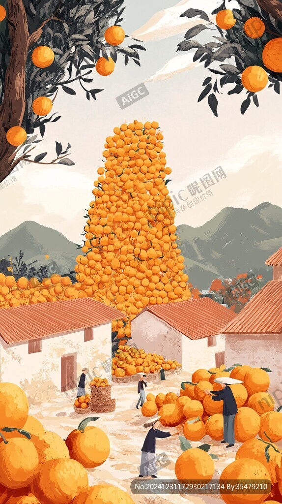 贛南臍橙插畫