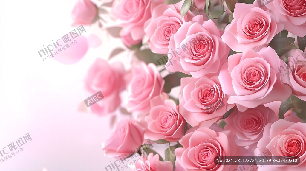 3d立體玫瑰花藤背景
