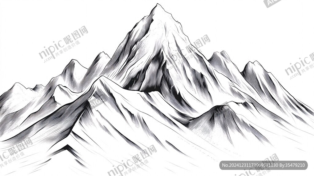 線描山峰