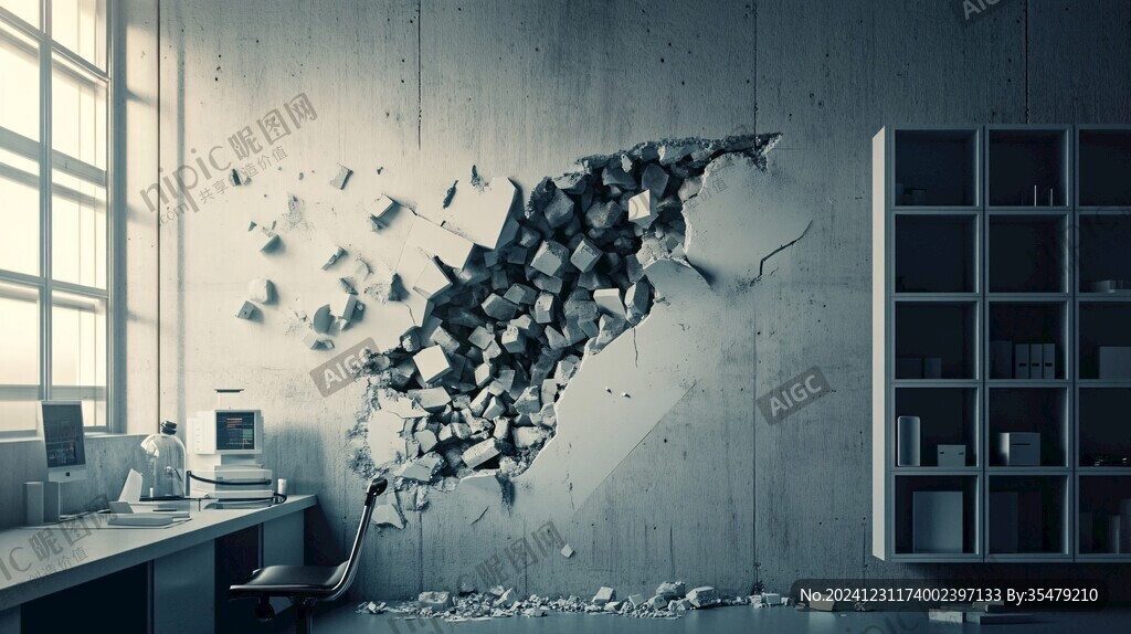 砸裂墻面