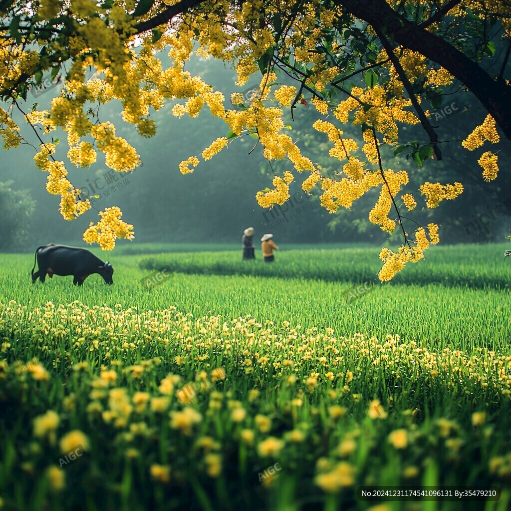 油菜花與狗