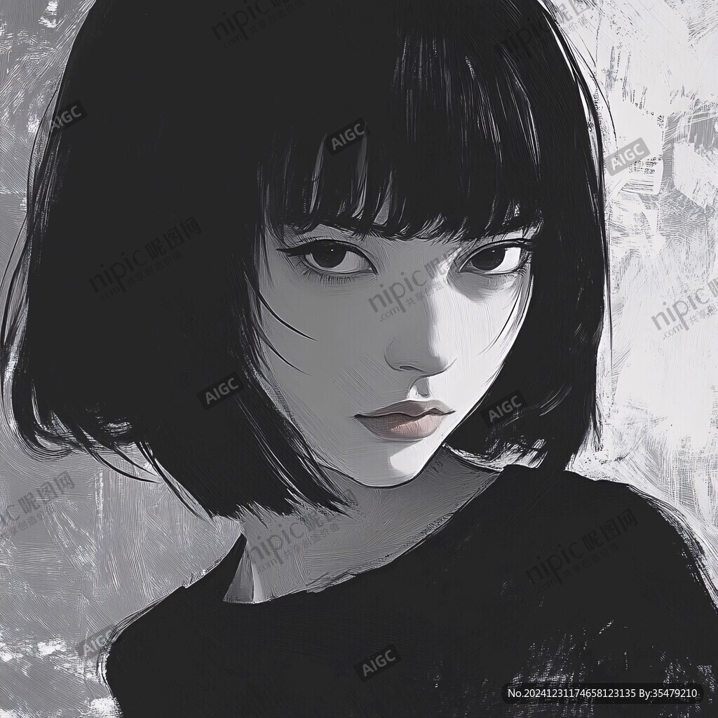 人物插畫短發女生