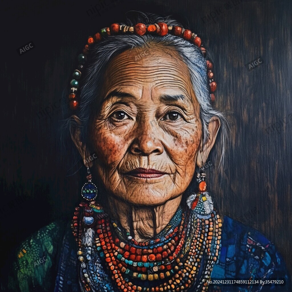 印第安人物油畫(huà)
